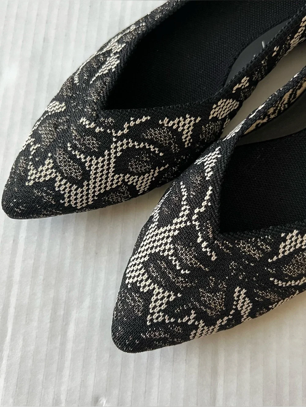 Rothy's x Anthropologie The Point II Flats Black Chantilly Pointed Toe 8.5